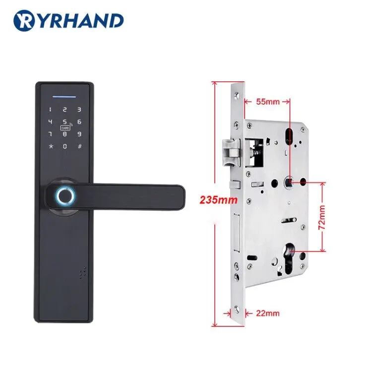 240mm 5572 mortise Отпечаток пальца, смарт-карта, цифровой код, электронный дверной замок, домашний врезной замок безопасности с 5 врезными размерами - Цвет: 240mm 5572 mortise
