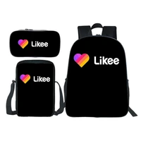 likee school bags three piece cartoon suit pencil case messenger bags casual backpack teens cosplay knapsack