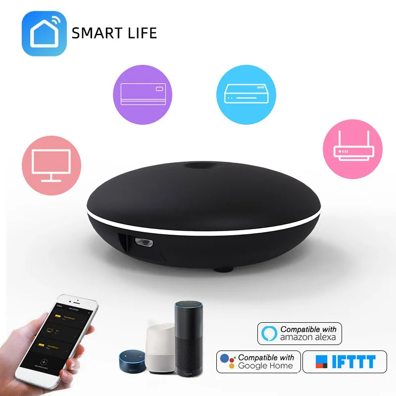 

Smart Home Wireless WiFi-IR Universal Remote Controller For Air Conditioner TV Home Appliance Work With Tuya Alexa Google Home