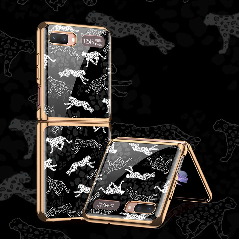 

Тонкий и легкий жесткий чехол-книжка для телефона Samsung Galaxy Z, оригинальный роскошный защитный чехол из закаленного стекла с гальваническим п...