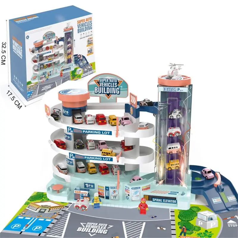 

4 Layers Parking Garage Toy With Elevator Electric&Manual Car Toy Track For Boy 4-12 Year Old Gifts