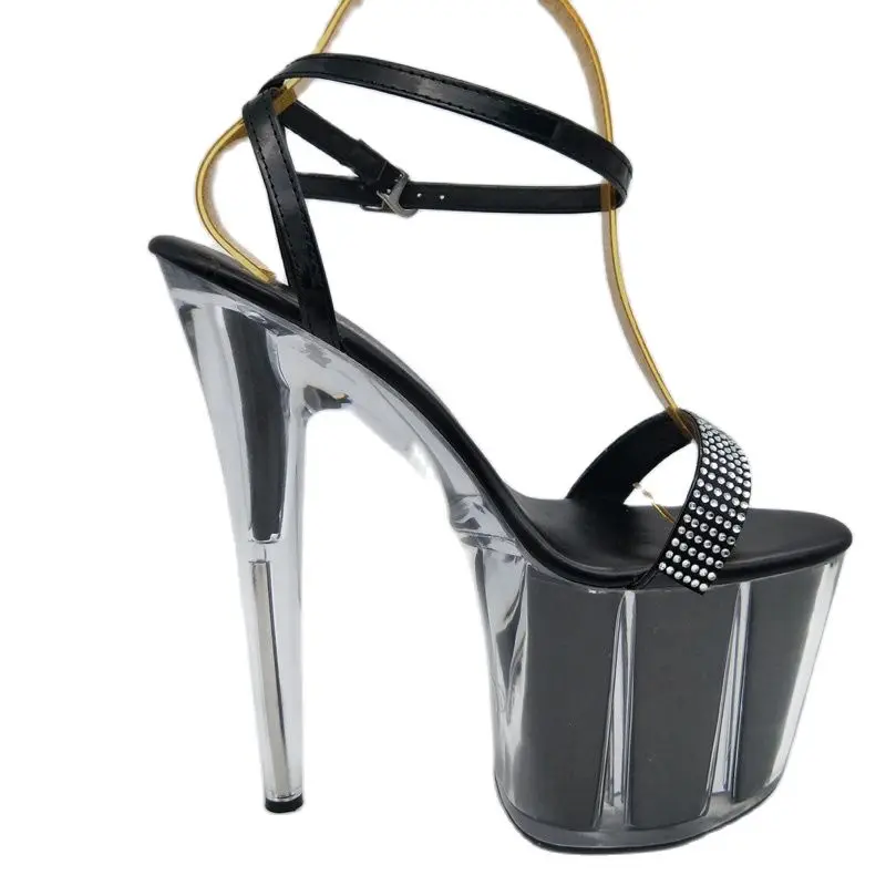 Босоножки стразы женские на очень высоком квадратном каблуке 20 см | Обувь