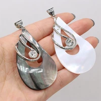 natural shell pendant charms plating diamonds water drop shape pendant for women making diy jewelry necklace accessories