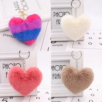 23 colors plush keychain imitation wool rabbit fur fluffy heart shaped pom pom ladies backpack pendant gift 10 14cm wj239