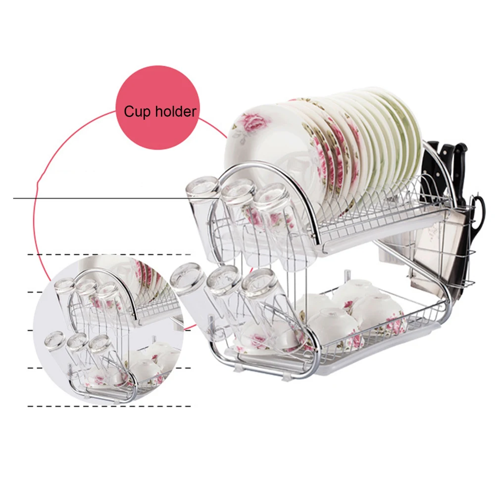 

Drain Basket Kitchen Storage Shelf Set Three Layers Home Two-layer Two Tiers Tableware Multi-function Multifunctional Dish Rack