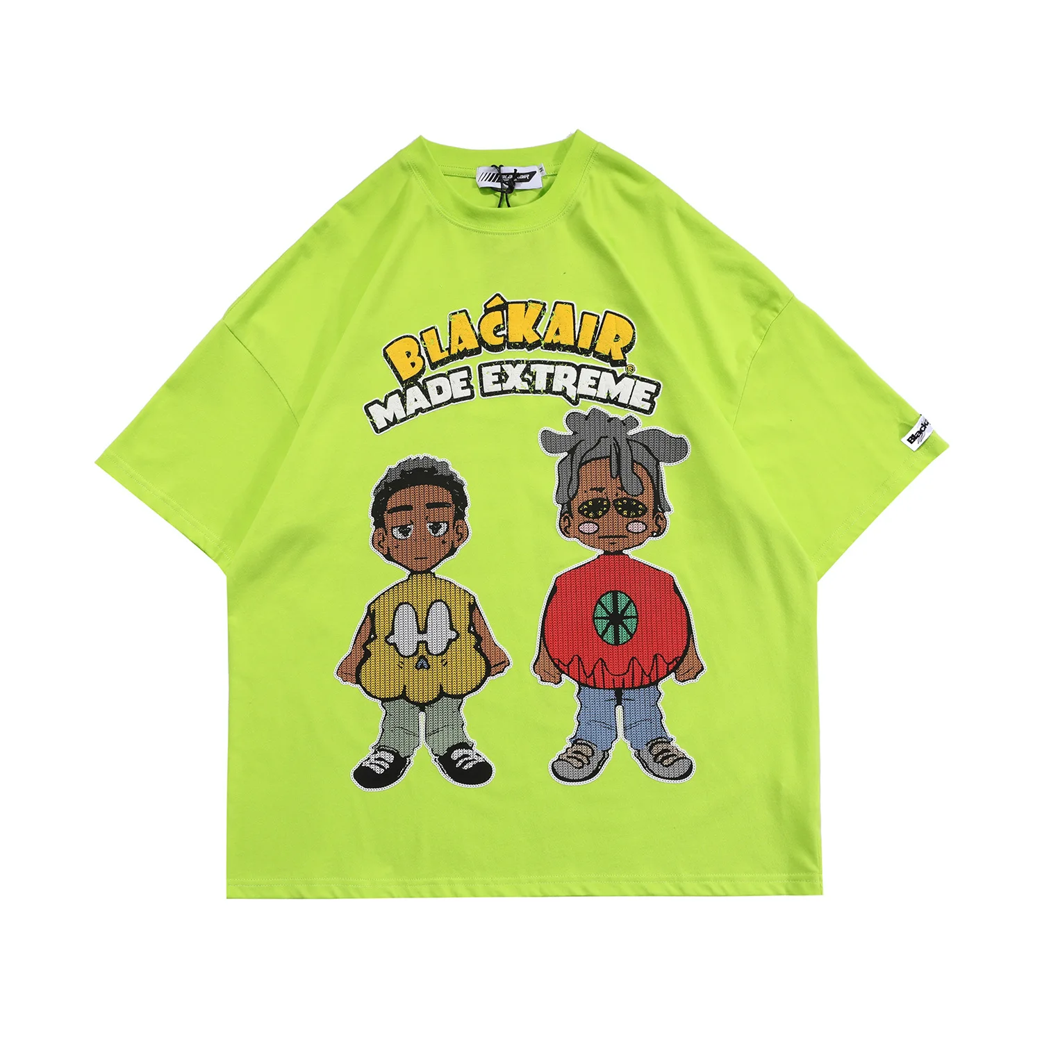 

Streetwear Cartoon character foaming hip-hop men's and women's short-sleeved T-shirt