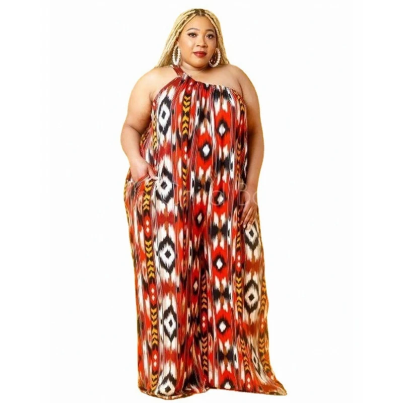 

Polyester Jumpsuit Dresses For Women New Ladies Dashiki Ankara Style Trousers Fashion Robe Africaine Jumpsuit XL-5XL Big Size