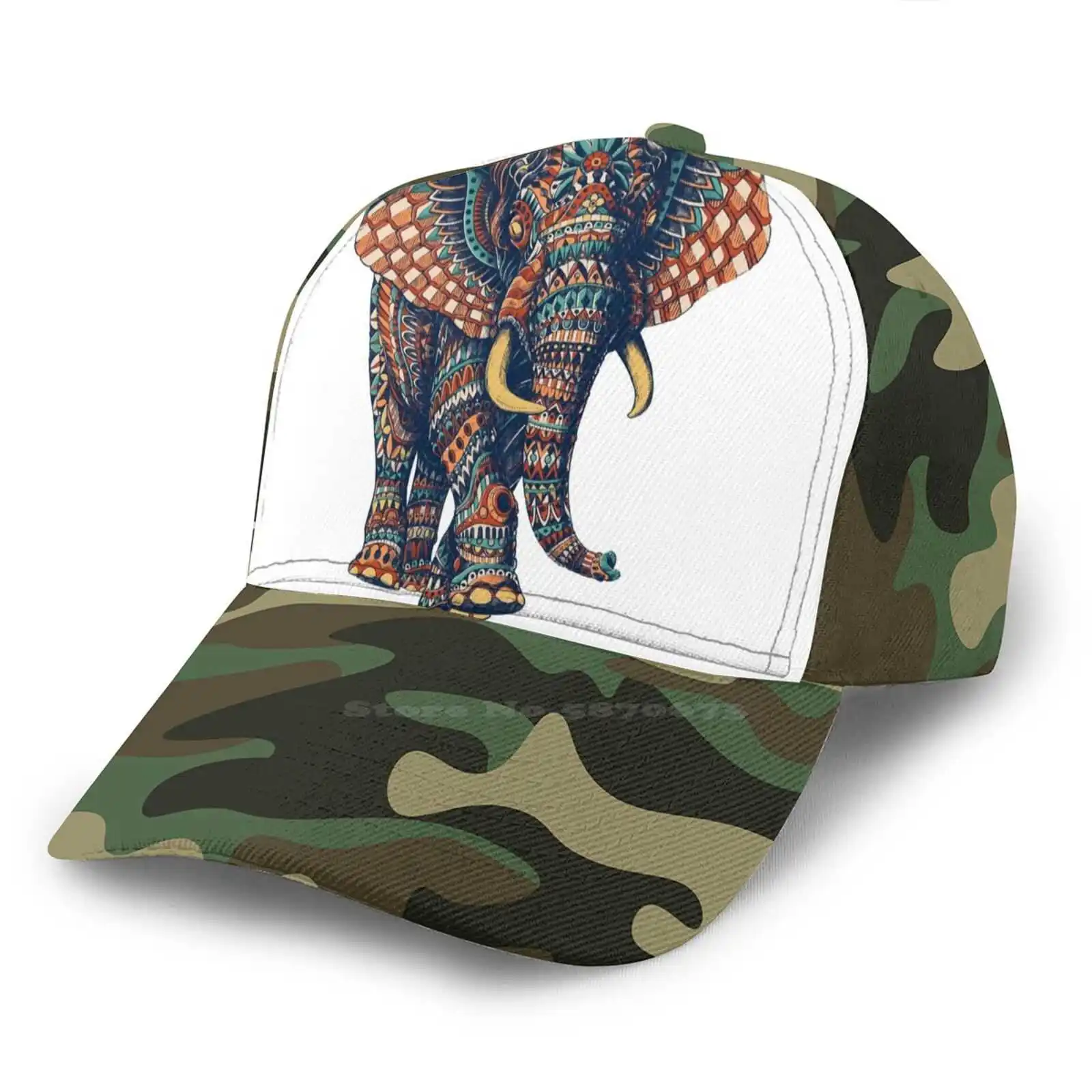 С орнаментом слона V2 на (цветная версия) модная шапка в стиле хип хоп слон