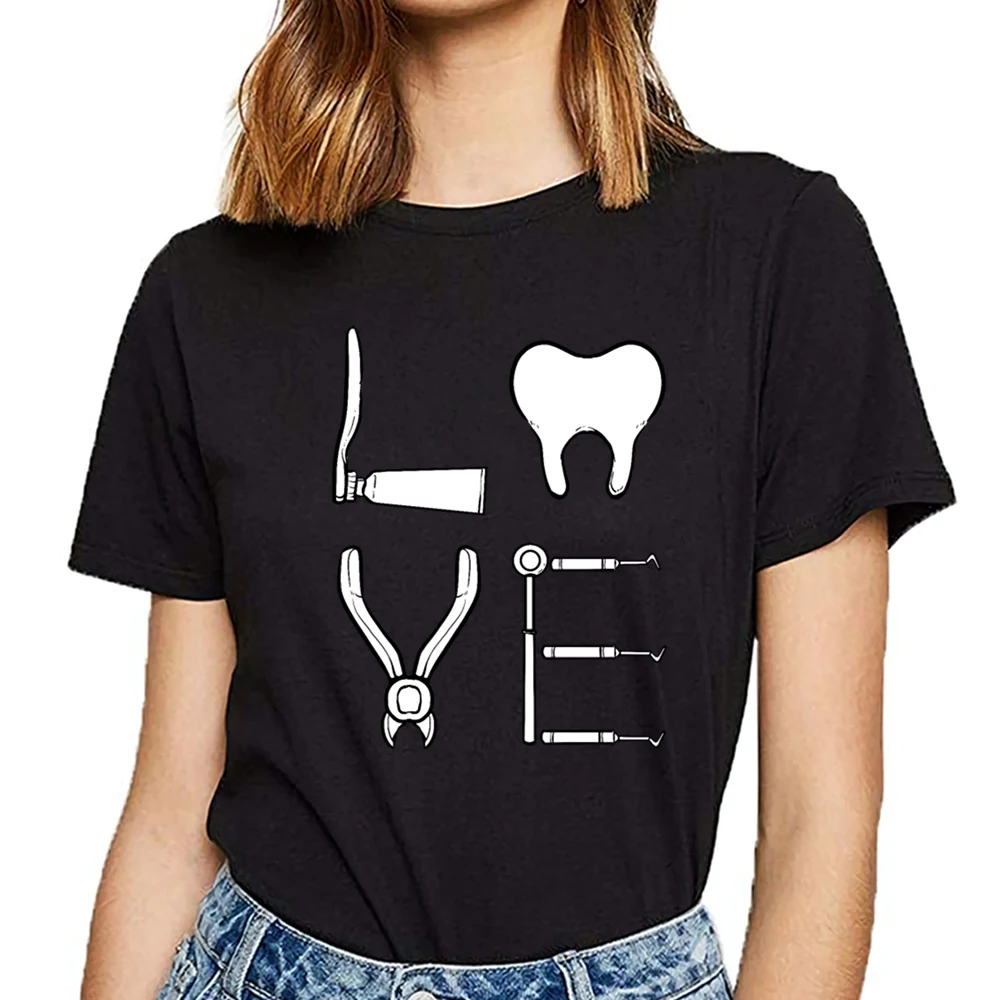 

Tops T Shirt Women dentist dentistry dental tooth Humor White Cotton Female Tshirt