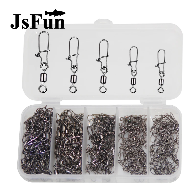 

100Pcs/Box Fishing Accessories Connector Pin Bearing 4#-12# Stainless Steel Rolling Swivel Snap Fishhook Lure Tackle FO431