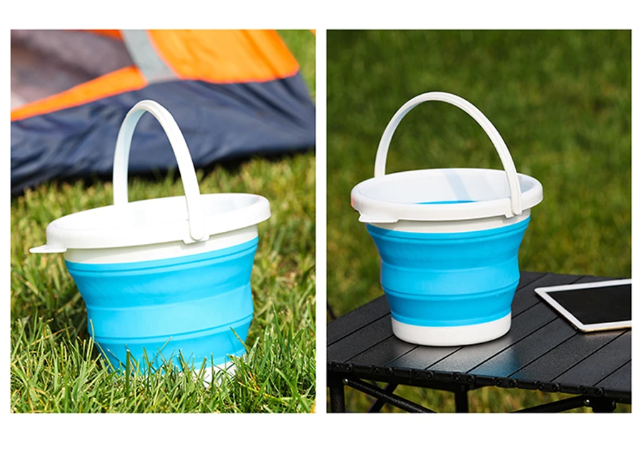 1.5-10L Portable Folding Bucket Outdoor Thick PP Silicone Fishing Supplies Folding Bucket for Fishing Promotion camping Car Wash