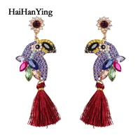 fashion personality tassel parrot earrings animal womens earrings luxury statement bohemian beach jewelry party accessories