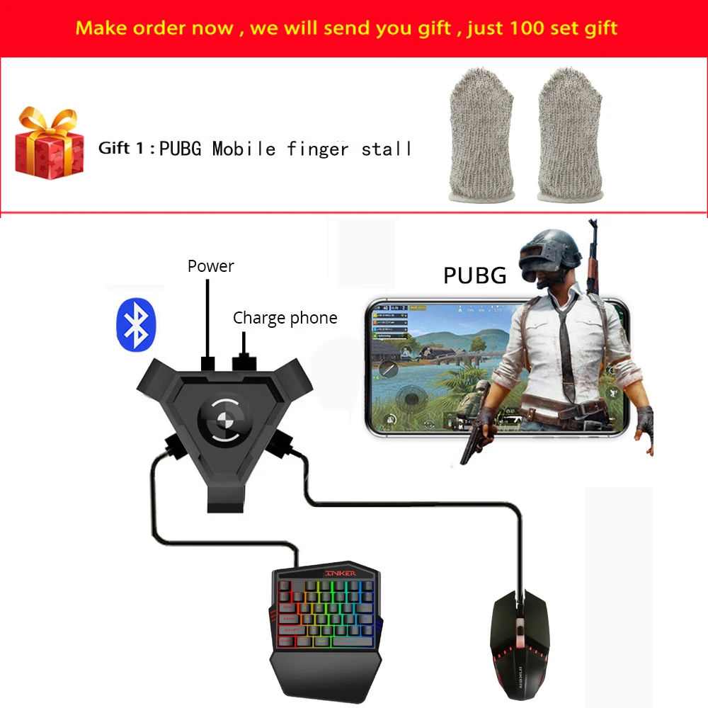 Kuulee PUBG мобильный Геймпад контроллер игровая клавиатура мышь конвертер для телефона Android к ПК Bluetooth адаптер