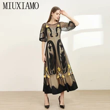 MIUXIMAO высокое качество 2020 весеннее платье роскошная Цветочная