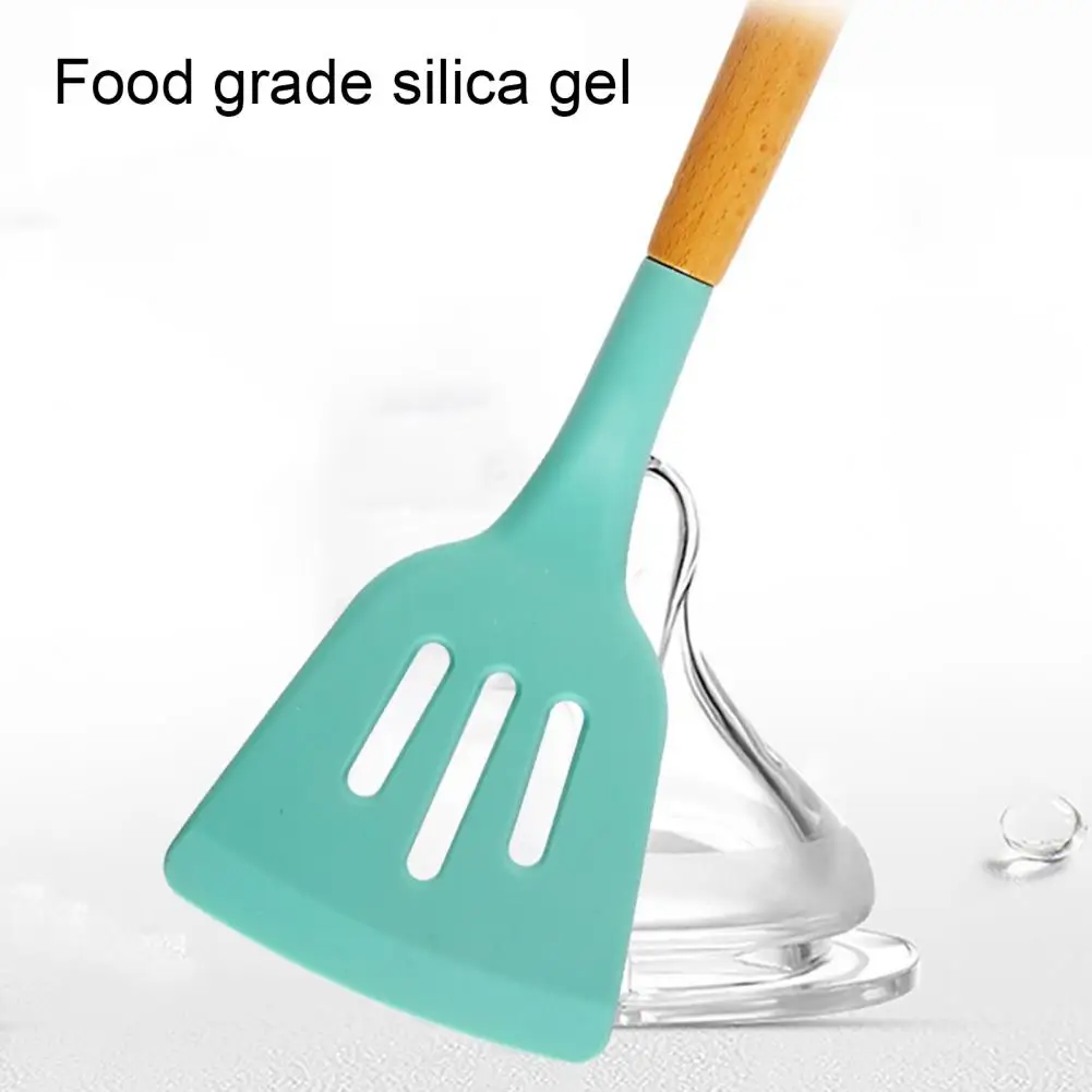 12 шт./компл. противопригарная силиконовая основа лопатка Черпак с деревянной