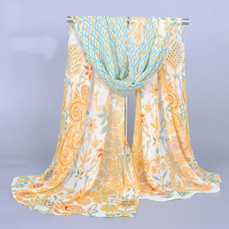 Женские Модные шифоновые шарфы для девочек пончо накидки женский шелковый шарф