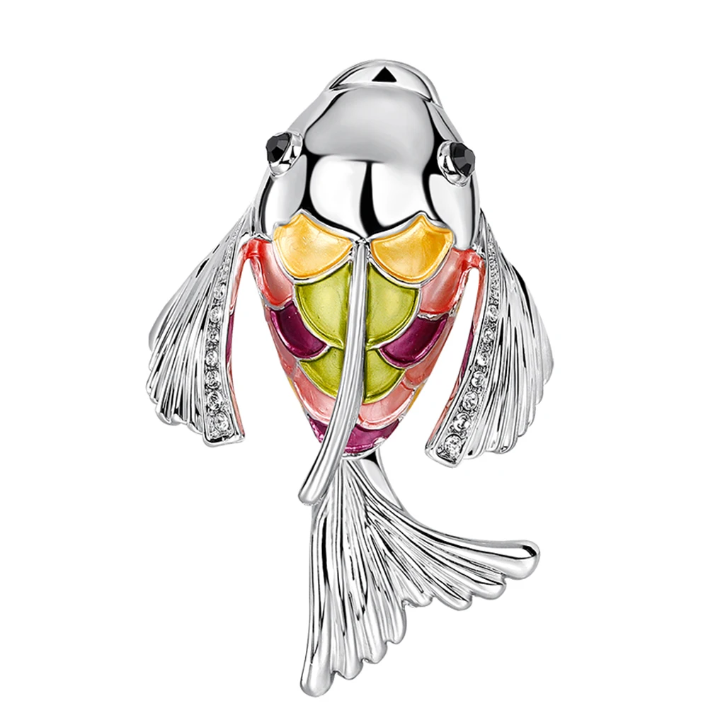 Брошь булавка цветная Мода с золотой рыбкой Сплав шарф Пряжка женские ювелирные