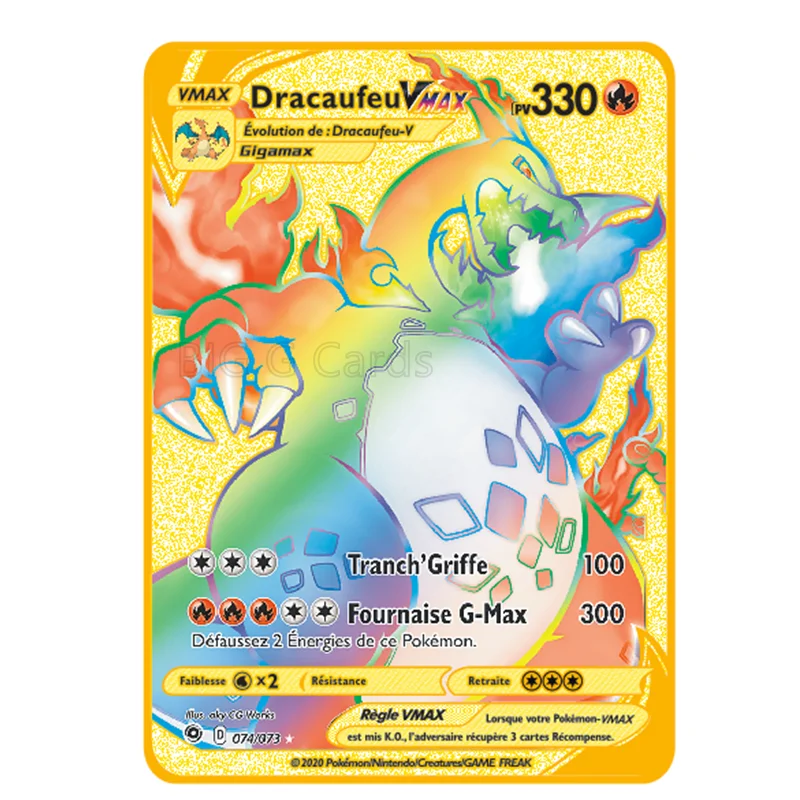 Figuras de acci&oacute;n de Pok&eacute;mon de Metal para ni&ntilde;os, 12 Uds., Pokemon Francaise Charizard Mewtwo Eevee GX EX Tag, juego de batalla, colecci&oacute;n de cartas-1