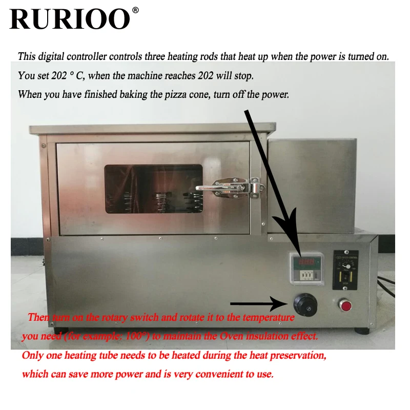 

Commercial Multifunction Rotary Pizza Oven Machine Stainless Steel Cone Pizza Roaster Machine 3000W