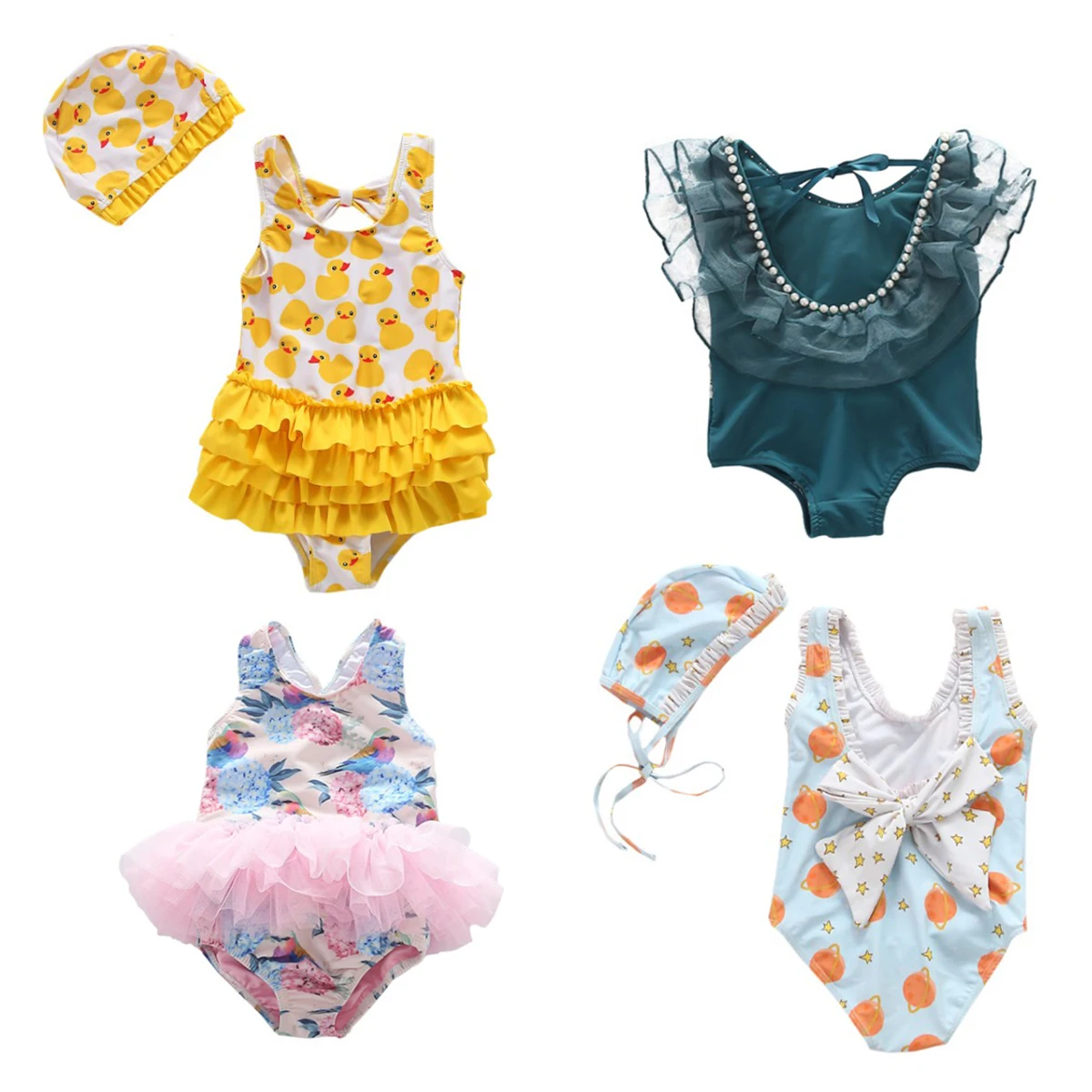 

2021 Summer 2-7years Cute One-piece Swimsuit for Baby Girls Fashion Swimwear for Children Girls Set Beach Wear for Toddler baby