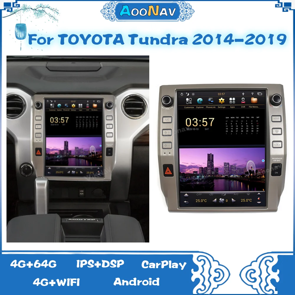 

2Din Android PX6 Автомобильный GPS-навигатор для Toyota Tundra 2014-2019 вертикальный экран стерео Мультимедийный радиоплеер беспроводной Carplay