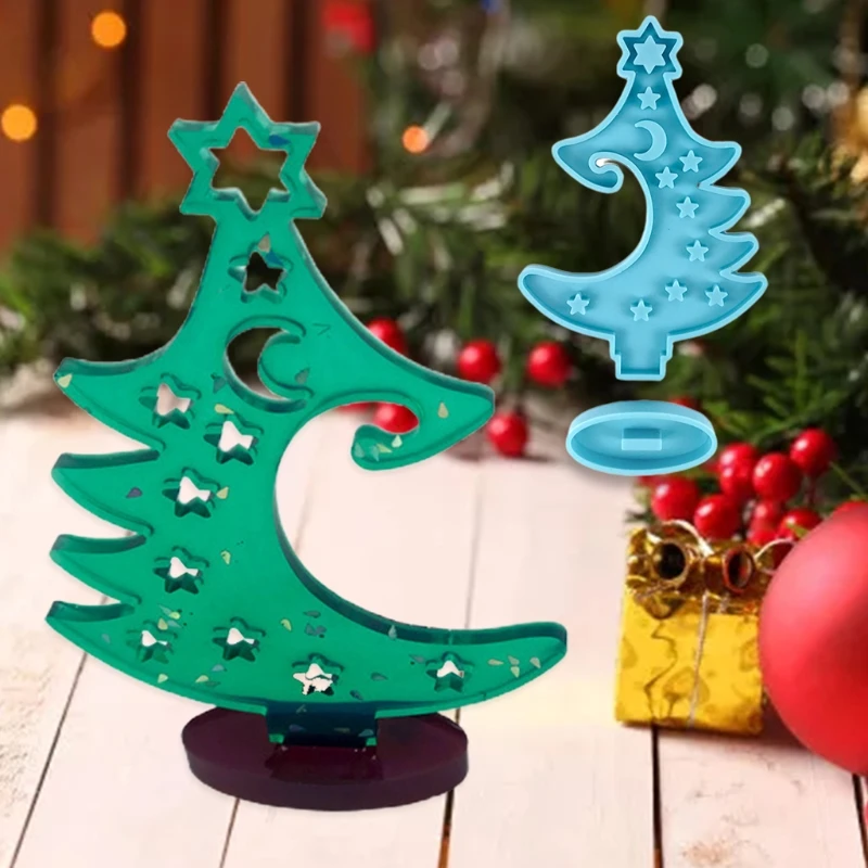 

Winter Tree Ring Holder Epoxy Resin Mold Assemble Christmas Tree Silicone Mould