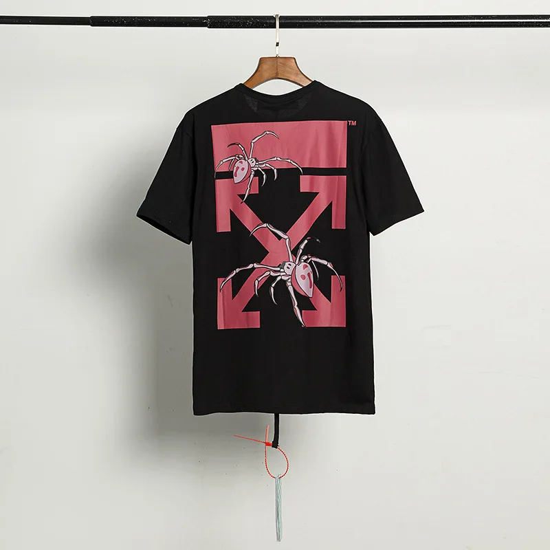 

Summer new red spider arrow print off ow white short T-shirt half sleeve couples high street fashion