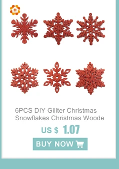6PCS DIY White&Red Snowflakes Christmas Wooden Pendants Ornaments For Xmas Tree Ornaments Christmas Party Decorations Kids Gift