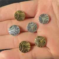 15pcs round carved flower disc bead connector for jewelry making diy handmade bracelet necklace accessories metal wholesale