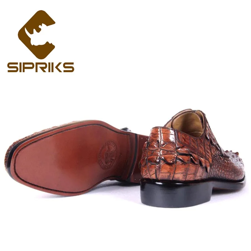 Sipriks Men's Crocodile Skin Shoes Italian Goodyear Dress Imported Alligator Leather Gent Suits Boss Casual Business Wear | Обувь