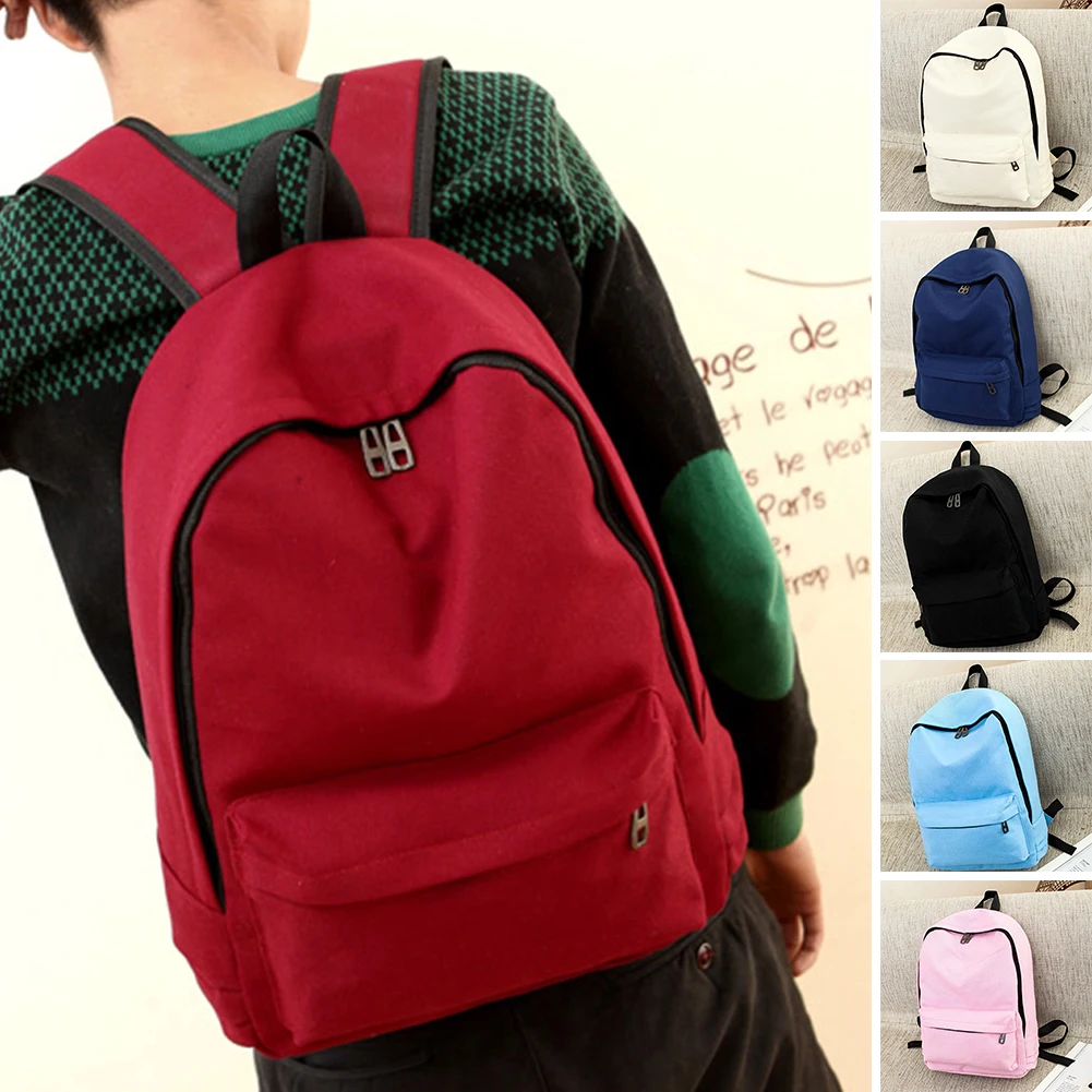 

Canvas Backpack Women School Bags for Teenage Girls Casual Rucksack Travel Bagpack Mochila Solid Color Large Capacity Satchel