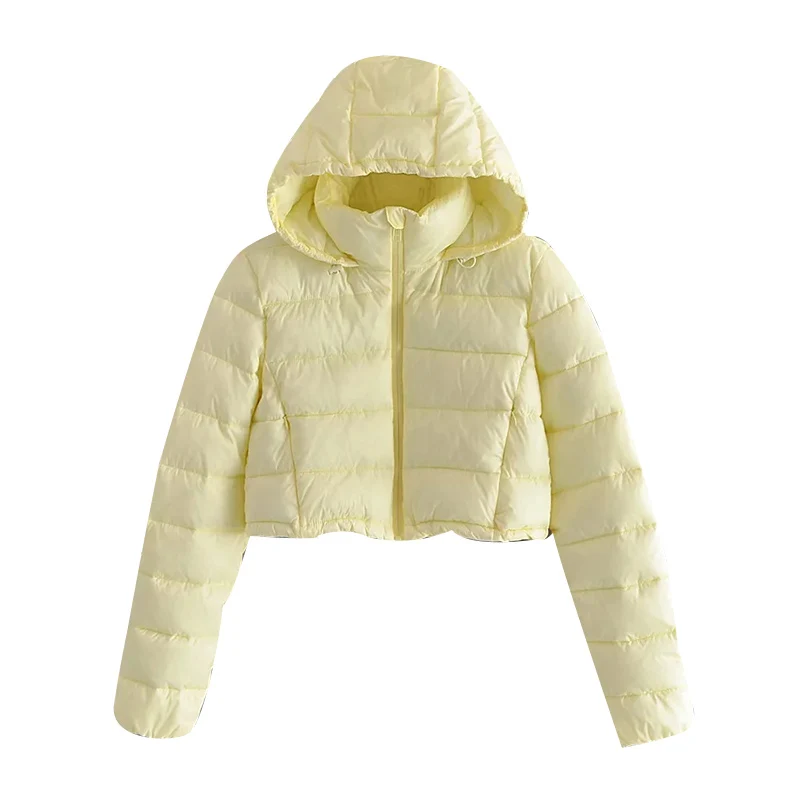 

UNIQYB ZA Jacket Fashion Warm Parka Hoode Outwear Casual Woman Clothes Slim Fit Long Sleeves Chic Zipper Fly Female Coat Winter