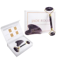 amethyst massage jade stone roller natural crystal gua sha stone for face lift up slimming chin facial beauty skin care tool