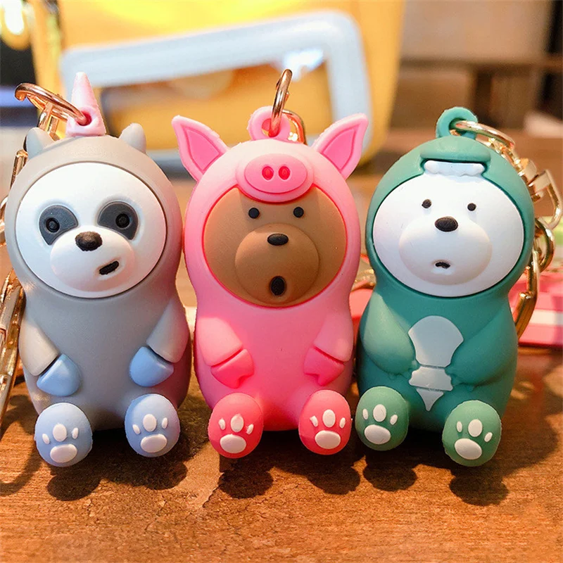 

Korean Cartoon Three Bears Keychain Cute Unicorn Pendant Bear Epoxy Doll Car Key Chain Small Gift Gift Wholesale