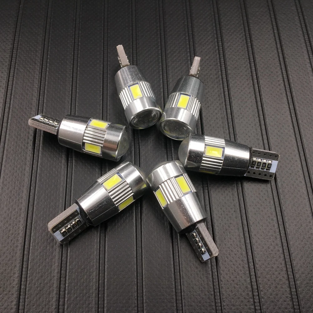 6X высокой мощности T10 w5w водить автомобиль светильник t10 6smd 10smd 5630 5w5 12v t10 белый автомобиль лампы интерьер светильник w5w t10 canbus error free