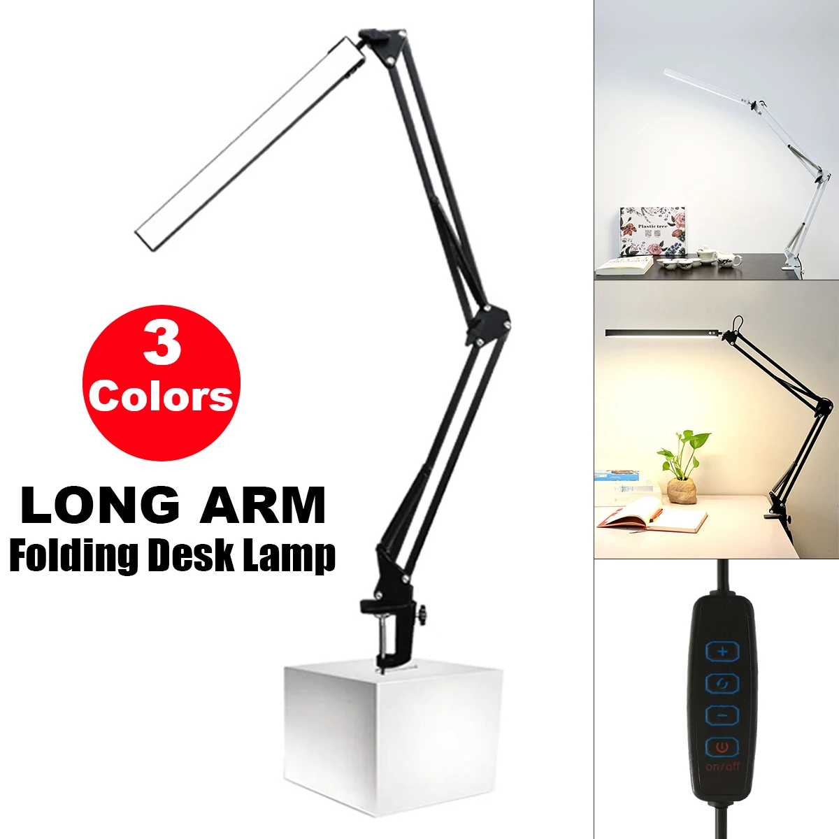 

LED Folding Metal Clamp Desk Lamp USB Clip Table Lights Long Arm Dimming Table Lamp For Bedroom Reading Computers