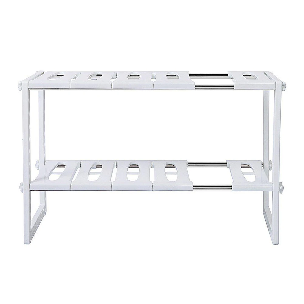 

Under Sink Organizer 2-Tier Expandable Shelf Rack for Countertop, Cabinet, Desk, and More