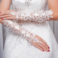 wedding gloves mid length lace beaded wedding bridal gloves factory direct white wedding gloves in stock