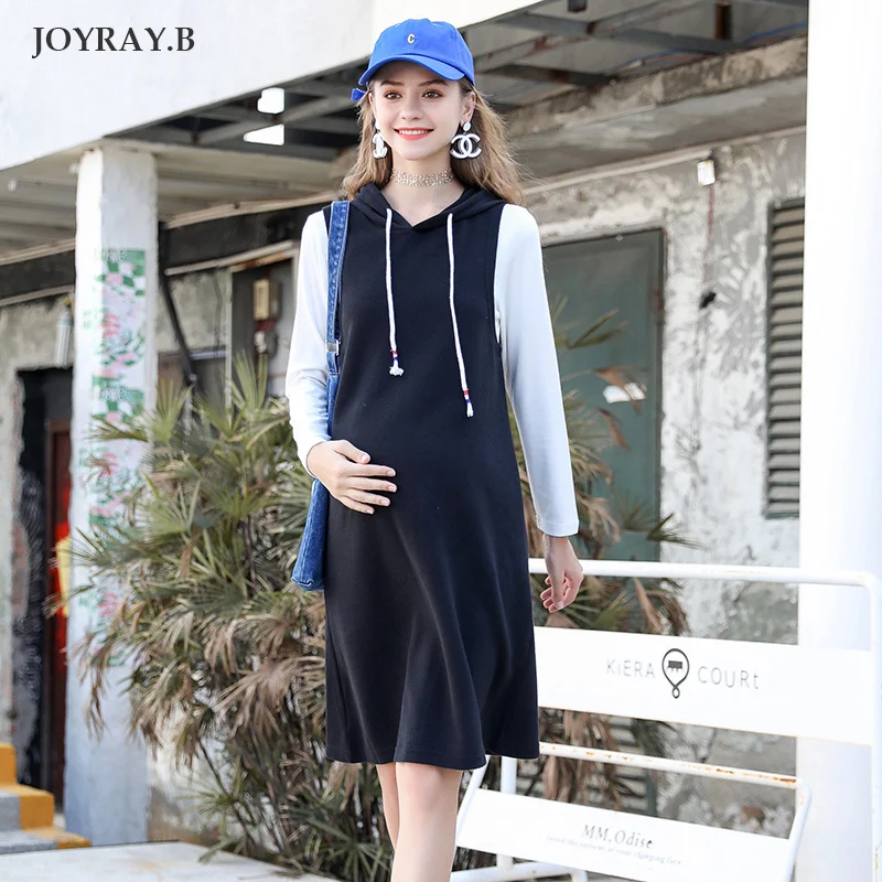 Костюм для беременных женщин Новая мода платье с длинными рукавами жилет Топ