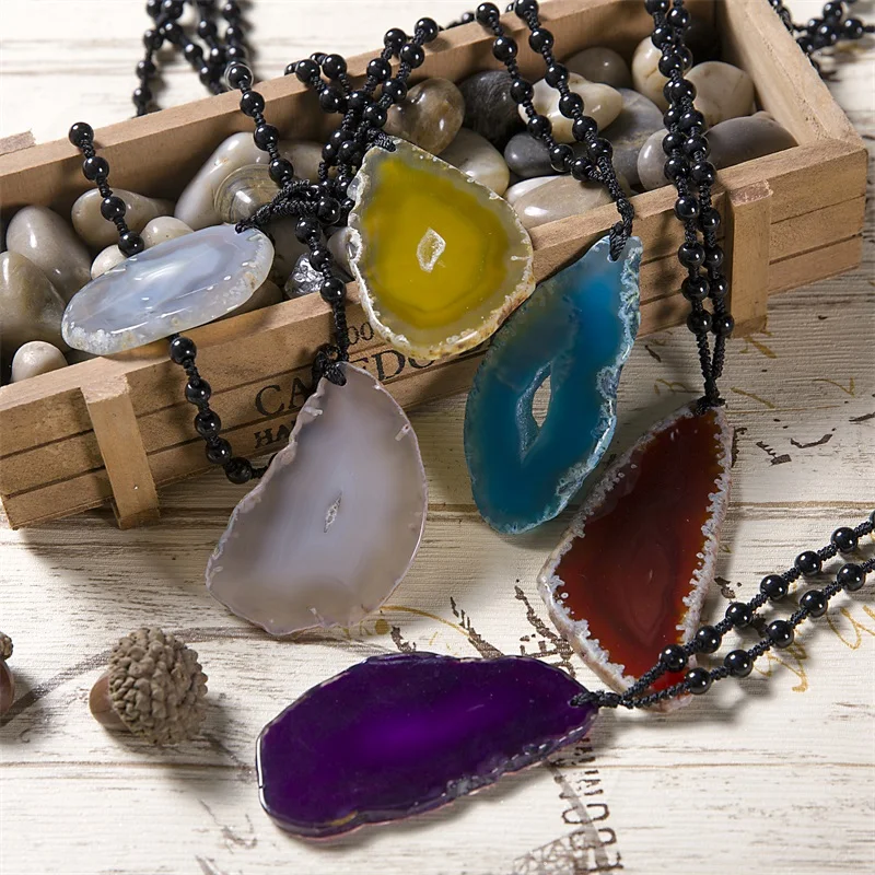 Трендовое ожерелье Meajoe из искусственных агатов подвеска 7 цветов каменные бусины