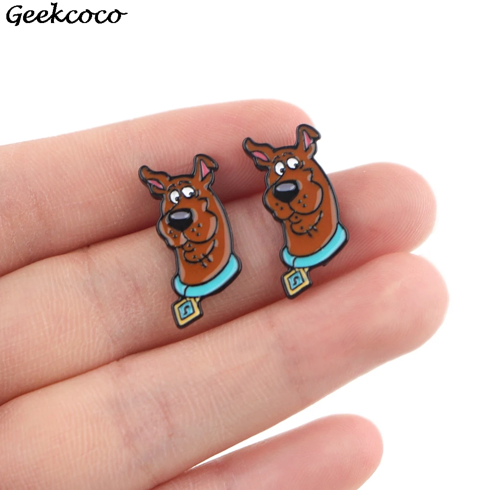 

J1856 Cartoon Dog Cat Animals Studs Earrings For Womens Enamel Stainless Steel Kawaii Anime Earrings Jewelry