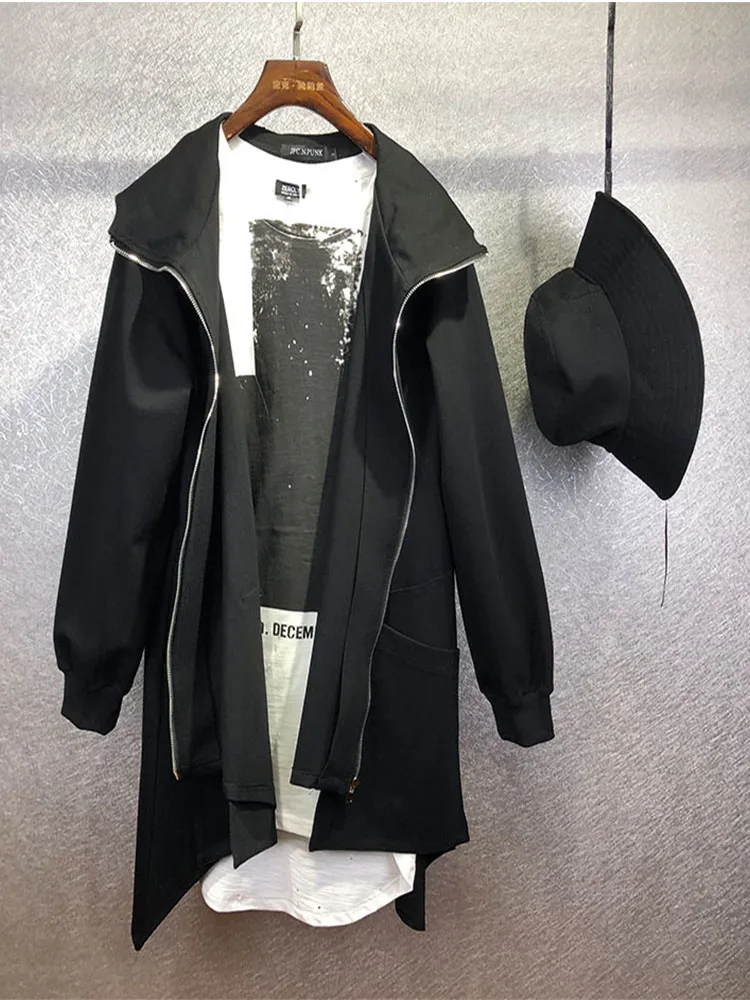 Мужская свободная тонкая ветровка с капюшоном модная дизайнерская