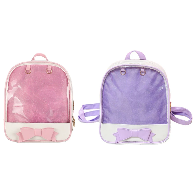 

Яркий кожаный рюкзак с бантом, прозрачная пляжная сумка для девочек