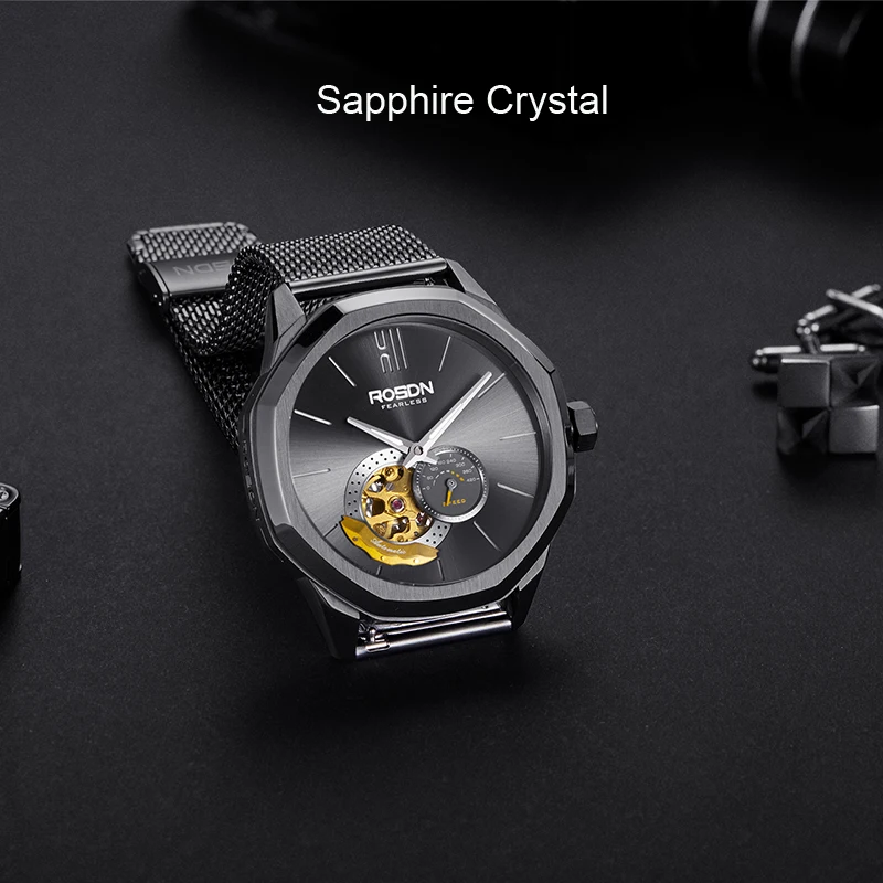 Luxury Brand ROSDN Men's Watches Japan MIYOTA 8N40 Automatic Mechanical Pocket Watch Man Sapphire Skeleton 50M Waterproof R2189