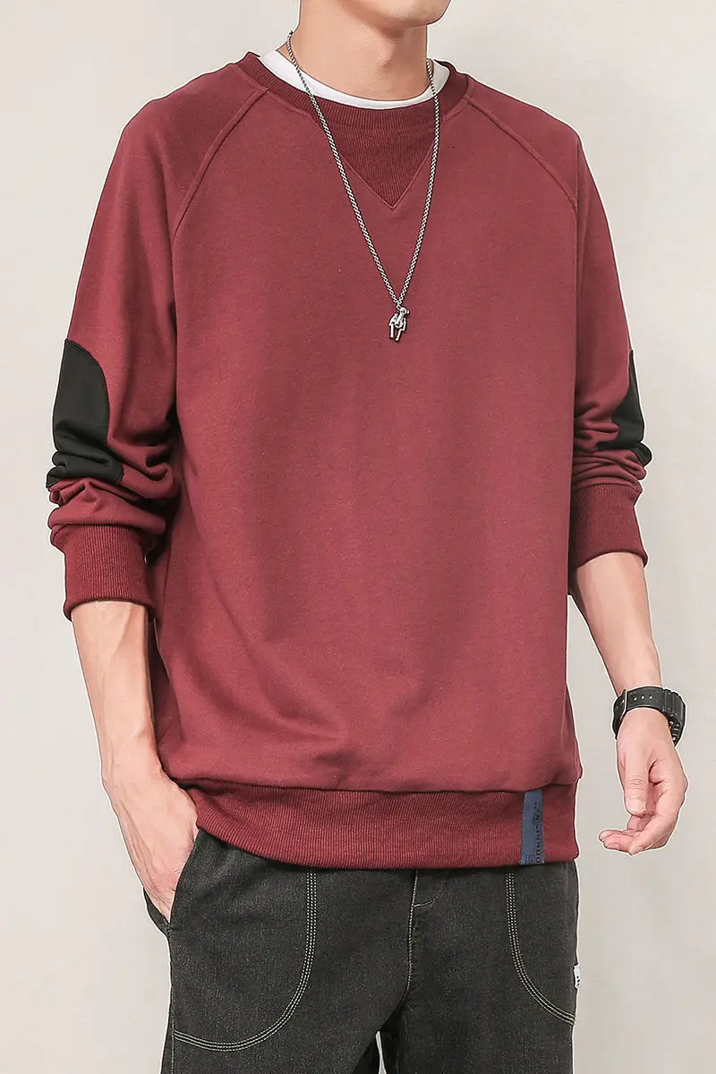 

Long-sleeved hoodies men's 2021 spring new hoodies with loose large size round neck trend bottoming top