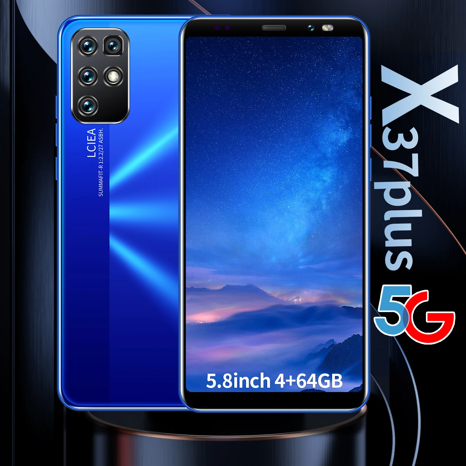 

2021 New Global Version X37plus 5.8inch Smartphone 4800mAh Face Unlock Full Screen Mobilephone Dual SIM 4+64GB 5G Network Phone