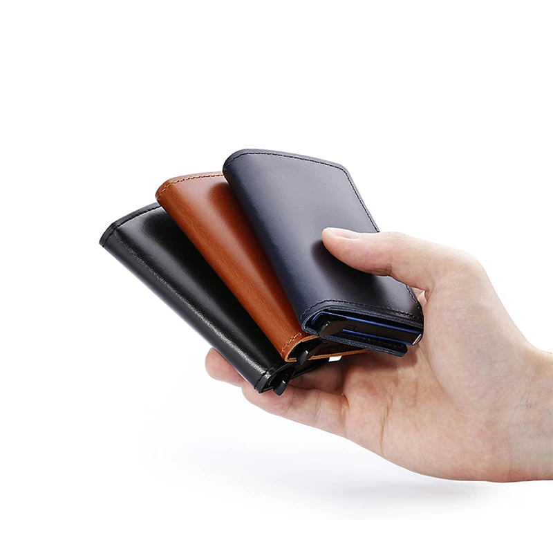 DIENQI мужские кошельки из натуральной кожи металлический Анти RFID кражи