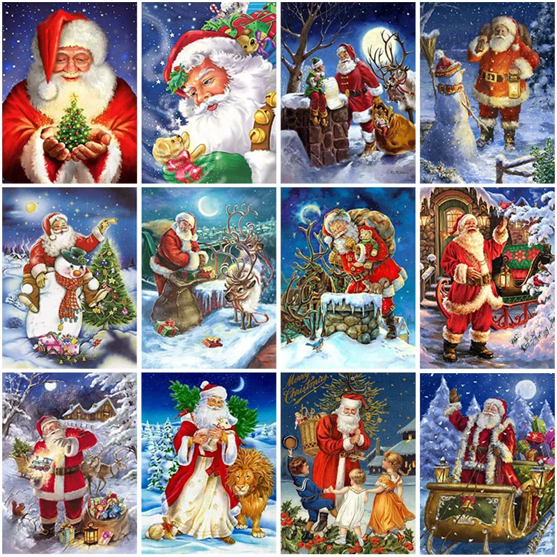 

DIY 5D Diamond Painting Cartoon Christmas Diamond Embroidery Santa Claus Cross Stitch Full Round Drill Christmas Gift Home Decor