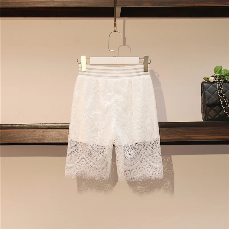 Женские кружевные трусики-шорты обтягивающие черные белые летние удобные