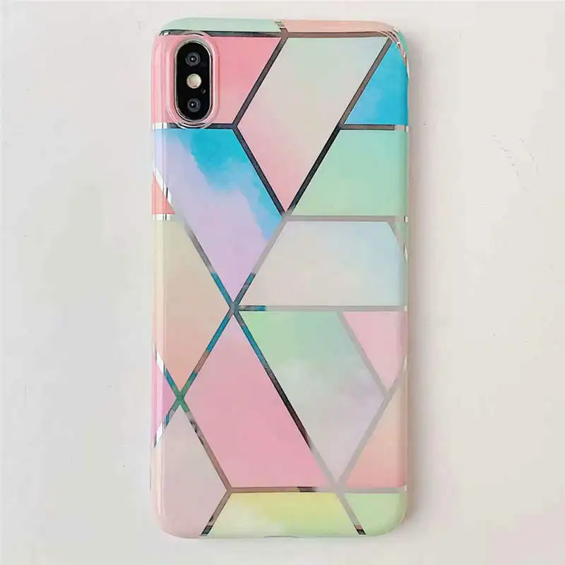 Роскошный чехол для телефона с геометрическим Покрытием s для samsung Galaxy A40 A50 A70, чехол для samsung Galaxy A40, мраморный силиконовый чехол на заднюю панель - Цвет: Gradient